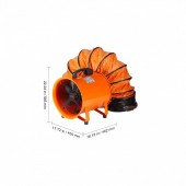 Vevor SSG550W1016INSF6XV2 Ventilator portabil cu tubulatura pentru extragere fum, aer fierbinte Vevor 550 W, lungime tub 10 m, 8792 m3/h, IP 44