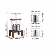 Vevor TSGJYZJMXJ2LTCGH1V0 Presa manuala pentru struguri, citrice, vinete Vevor, suport lemn, capacitate 1.56 l, cos inox, diametru cos 13 cm