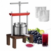Vevor TSGJYZJMXJ2LTCGH1V0 Presa manuala pentru struguri, citrice, vinete Vevor, suport lemn, capacitate 1.56 l, cos inox, diametru cos 13 cm