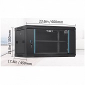 Vevor WLJJGHBL6U1556GI7V0 Cabinet metalic / Rack 19', Vevor 6U, usa din sticla, 350 x 450 x 600 mm, Montare pe pardoseala