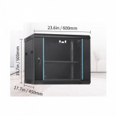 Vevor WLJJGHBL9U1552RC3V0 Cabinet metalic / Rack 19', Vevor 9U, usa din sticla, 500 x 450 x 600 mm, Montare pe perete