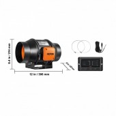 Vevor XLGDFJYCHSEC6M91GV2 Ventilator evacuare aer pentru tubulatura Vevor Controller 38 W, debit 683 m3/h, IP 44, diametru 150 mm, 28 dB