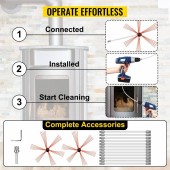 Vevor YCS12MJPST0000001V0 Kit 14 piese pentru curatare cosuri de fum Vevor 12 m, Flexibil, atasabil la bormasina