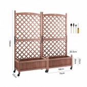 Vevor Z75X31X150CM2K2NRV0 Set 2 Jardiniere cu spalier, Lemn brad, capacitate 100 kg, dimensiune 150 x 33 x 156 cm, 8 x roti