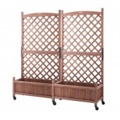 Vevor Z75X31X150CM2K2NRV0 Set 2 Jardiniere cu spalier, Lemn brad, capacitate 100 kg, dimensiune 150 x 33 x 156 cm, 8 x roti