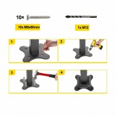 VivaTechnix AQFSYCGTYSW36AQYRV0 Balustrada fier forjat, 2-3 trepte Vivatechnix Negru Mat, Inaltime 159.6 cm, lungime 76.5 cm, pozitii reglabile