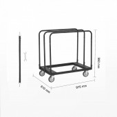 VivaTechnix BLTCSGS00000TGDDOV0 Carucior pentru transport placi gips-carton, maxim 680 Kg, Otel, 4 x roti, 975 x 610 x 990 mm