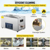 VivaTechnix BPQXJ22L000000001V2 Aparat de curatat cu ultrasunete, Capacitate 22 l, 200W, frecventa ultra-inalta 40 kHz, Inox, 0-80â„ƒ, 8 traductoare