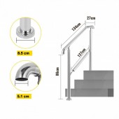 VivaTechnix BXGLTFS5BDLZ00001V0 Balustrada inox pentru 4 sau 5 trepte Vivatechnix, Inaltime 86 cm, lungime 161 cm, pozitii reglabile