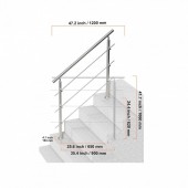 VivaTechnix BXGSLZFS120CCRS3EV0 Balustrada inox, 4-5 trepte Vivatechnix, Inaltime 1060mm, lungime 1200mm, pozitii reglabile, 3 bare transversale