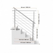 VivaTechnix BXGSLZFS150C5SAPEV0 Balustrada inox, 4-5 trepte Vivatechnix, 1500 x 104 x 1060 mm, Unghi reglabil 0Â° - 45Â°, accesorii prindere