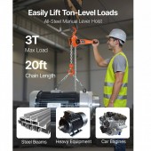 VivaTechnix CGKSBHLHL3T2RQB7D001V0 Palan manual cu lanÈ› din aliaj G80, Capacitate 3 Tone, Inaltime max ridicare 6 m, carlige rotative