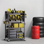 VivaTechnix DDGJSNCBDPC4IWEAQV0 Carucior cu 4 niveluri pentru scule, Vivatechnix max 68 kg, 4 x roti, 560 x 350 x 970 mm, carlige laterale