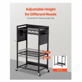 VivaTechnix DDGJSNCBDPC4IWEAQV0 Carucior cu 4 niveluri pentru scule, Vivatechnix max 68 kg, 4 x roti, 560 x 350 x 970 mm, carlige laterale