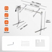 VivaTechnix DDXZKJ46INCHWG8VJV2 Rotisor electric pentru gratar Inox, max 60 kg, lungime de lucru 116 cm, putere 52 W, Inaltime reglabila 8 niveluri