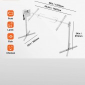 VivaTechnix DDXZKJ56INCHGME8RV2 Rotisor electric pentru gratar Inox, max 60 kg, lungime de lucru 144.5 cm, putere 52 W, Inaltime reglabila 