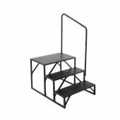 VivaTechnix FCBTGDKHJG3JJF4MLV0 Scara portabila cu balustrada, 3 trepte, Otel, capacitate 200 kg, Negru, Inaltime 540 mm
