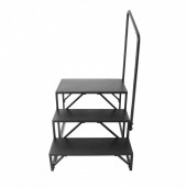VivaTechnix FCBTGDKHJG3JJF4MLV0 Scara portabila cu balustrada, 3 trepte, Otel, capacitate 200 kg, Negru, Inaltime 540 mm