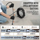 VivaTechnix FDSDL58IN66YN2IJNV0 Sarpe pentru desfundat scurgeri, pentru tevi cu diametrul 20-100 mm, Lungime 20 m, 7 capete de strapungere