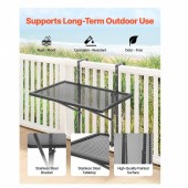 VivaTechnix FXGZJS19INCHGLWKXV0 Masa suspendata, pliabila, pentru balcon, Otel Inoxidabil, max 25 kg, 610 x 530 x 590 mm, Negru