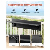 VivaTechnix FXGZMZ12INCH6ROCDV0 Masa suspendata, pliabila, pentru balcon, Otel Inoxidabil/MDF, max 25 kg, 800 x 450 x 240 mm, Negru