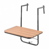 VivaTechnix FXGZSM25INCHDZVCRV0 Masa suspendata, pliabila, pentru balcon, Otel Inoxidabil/MDF, max 25 kg, 595 x 620 x 800 mm, Maro/Negru