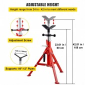 VivaTechnix GJ1107BGJ-VX00001V0 Suport pentru tevi cu cap in V, capacitate 1/8-12, Portabil, Inaltime reglabila 610-1067 mm, capacitate 1134 kg