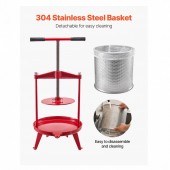 VivaTechnix GJYZJLSBXG142GNCWV0 Presa manuala pentru struguri si fructe moi, Capacitate 14 l, Inox/Fonta, 405x975 mm
