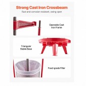 VivaTechnix GJYZJLSBXG142GNCWV0 Presa manuala pentru struguri si fructe moi, Capacitate 14 l, Inox/Fonta, 405x975 mm