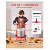 VivaTechnix GJYZJLSBXG142GNCWV0 Presa manuala pentru struguri si fructe moi, Capacitate 14 l, Inox/Fonta, 405x975 mm