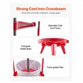 VivaTechnix GJYZJLSBXG9LCJBFPV0 Presa manuala pentru struguri si fructe moi, Capacitate 9 l, Inox/Fonta, 405x705 mm