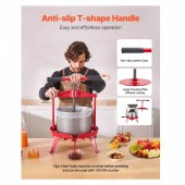 VivaTechnix GJYZJLSBXG9LCJBFPV0 Presa manuala pentru struguri si fructe moi, Capacitate 9 l, Inox/Fonta, 405x705 mm