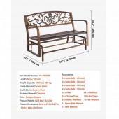 VivaTechnix GYZYJSGTSHWZTBF7Y001V0 Banca cu cadru metalic otel, spatar fonta, Bronz antic, Lungime 127 cm, max 250 kg, 2-3 persoane