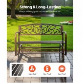 VivaTechnix GYZYJSGTSHWZTBF7Y001V0 Banca cu cadru metalic otel, spatar fonta, Bronz antic, Lungime 127 cm, max 250 kg, 2-3 persoane