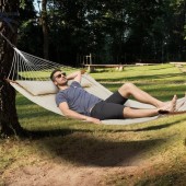 VivaTechnix HFDCMBSCSBDZJY16NV0 Hamac matlasat cu perna, pentru 2 persoane, max 225 kg, Dimensiuni pat 1400 x 1900 mm, Bej