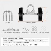 VivaTechnix HLHMJLJ6INCHO9AC8V0 Roti cauciuc cu suport pentru porti culisante, Otel, max 300 kg, 146Ã—270 mm, Diametrul exterior al tevii compatibil 32-50 mm