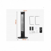VivaTechnix HWXJRQ2KWTXTOR7SGV2 Incalzitor cu infrarosu 2000W, Telecomanda, 3 setari de temperatura, Temporizator, IP34, Aluminiu, 200x150x1000 mm