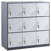 VivaTechnix JCJHSBMY33180TSQWV0 Fiset metalic cu 9 compartimente, Incuietori personalizate, Gri/Alb, 900x450x940 mm, max 245 kg