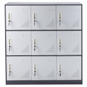 VivaTechnix JCJHSBMY33180TSQWV0 Fiset metalic cu 9 compartimente, Incuietori personalizate, Gri/Alb, 900x450x940 mm, max 245 kg