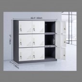 VivaTechnix JCJHSBMY33180TSQWV0 Fiset metalic cu 9 compartimente, Incuietori personalizate, Gri/Alb, 900x450x940 mm, max 245 kg