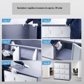 VivaTechnix JCJHSBMY33180TSQWV0 Fiset metalic cu 9 compartimente, Incuietori personalizate, Gri/Alb, 900x450x940 mm, max 245 kg