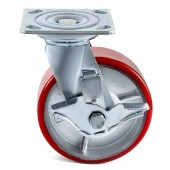 VivaTechnix JL6IN2WXPSJ2DXTXHV0 Set 4 roti pivotante/rigide, Frana laterala, Capacitate 510 kg/roata, Diametru 6 inch, Poliuretan/Otel