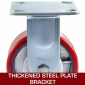 VivaTechnix JL6IN2WXPSJ2DXTXHV0 Set 4 roti pivotante/rigide, Frana laterala, Capacitate 510 kg/roata, Diametru 6 inch, Poliuretan/Otel