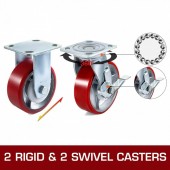 VivaTechnix JL6IN2WXPSJ2DXTXHV0 Set 4 roti pivotante/rigide, Frana laterala, Capacitate 510 kg/roata, Diametru 6 inch, Poliuretan/Otel