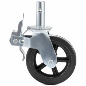VivaTechnix JL8INZTXJYJL4WXSCV0 Set 4 roti pivotante, pentru carucioare, Frana dubla, Capacitate 510 kg/roata, Diametru 8 inch, Cauciuc/Otel