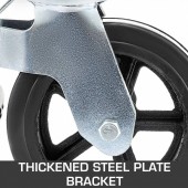 VivaTechnix JL8INZTXJYJL4WXSCV0 Set 4 roti pivotante, pentru carucioare, Frana dubla, Capacitate 510 kg/roata, Diametru 8 inch, Cauciuc/Otel