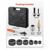 VivaTechnix JLBSDKQ245CME5VDO001V0 Set 6 perforatoare pentru tabla, antrenor cu clichet, in trusa, 2.7 â€“ 50.8 mm, 1 x burghiu in trepte, Otel 40Cr