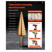 VivaTechnix JLBSDKQ245CME5VDO001V0 Set 6 perforatoare pentru tabla, antrenor cu clichet, in trusa, 2.7 â€“ 50.8 mm, 1 x burghiu in trepte, Otel 40Cr