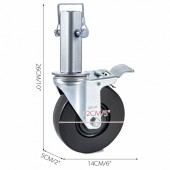 VivaTechnix JLTX13-5-4XJL32FGV0 Set 4 roti pivotante, pentru schele, Frana dubla, Capacitate 200 kg/roata, Cauciuc/Otel
