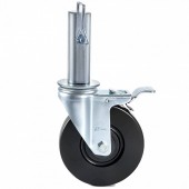 VivaTechnix JLTX13-5-4XJL32FGV0 Set 4 roti pivotante, pentru schele, Frana dubla, Capacitate 200 kg/roata, Cauciuc/Otel